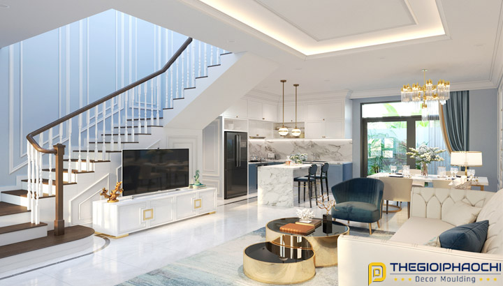 10 Mẫu Khung Tường Cầu Thang Bằng Phào Chỉ Hàn Quốc Tuyệt Đẹp